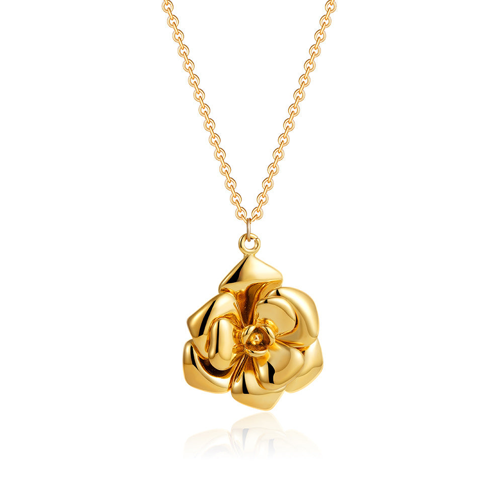 Elegant Necklace Real Gold Rose Flower Light Luxury