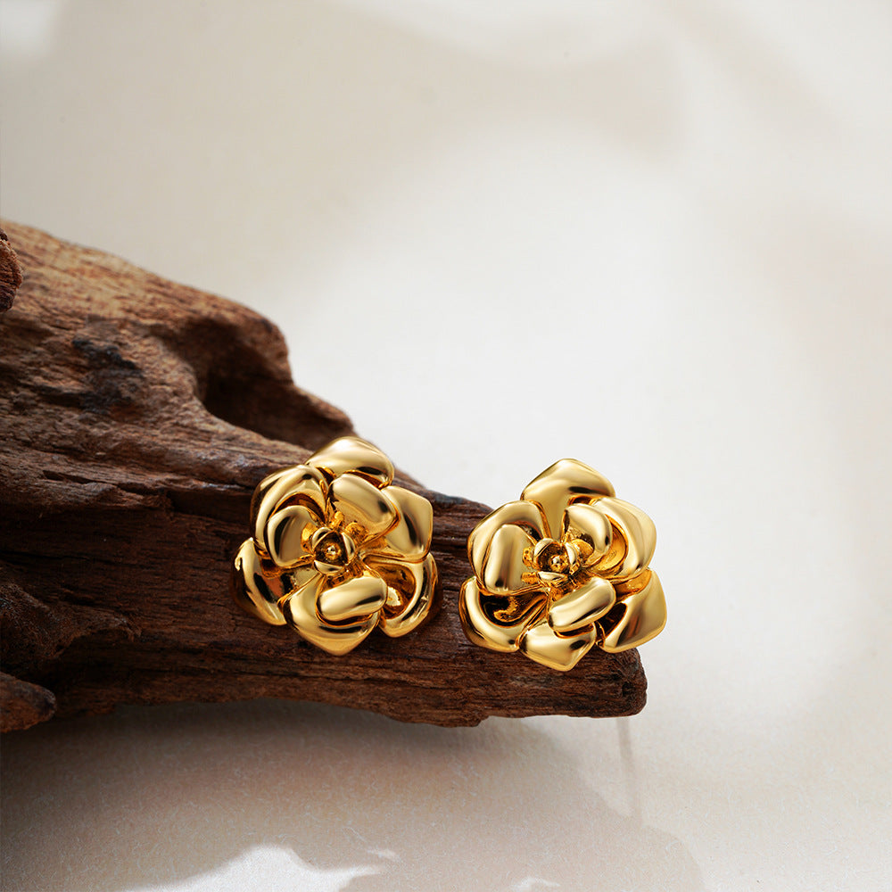 Elegant Necklace Real Gold Rose Flower Light Luxury