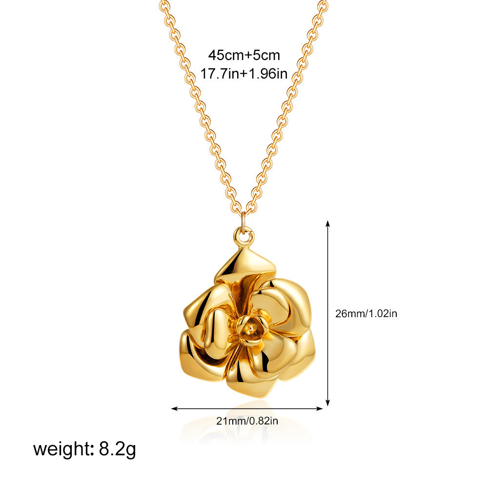 Elegant Necklace Real Gold Rose Flower Light Luxury